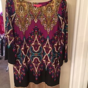 Richly patterned shift dress